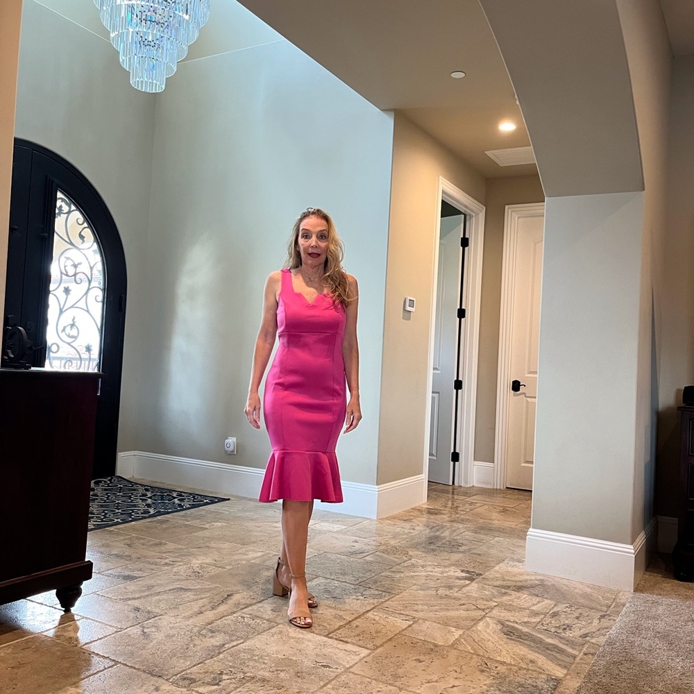 Venus Midi hot pink mermaid style dress. New, washed , no tags.